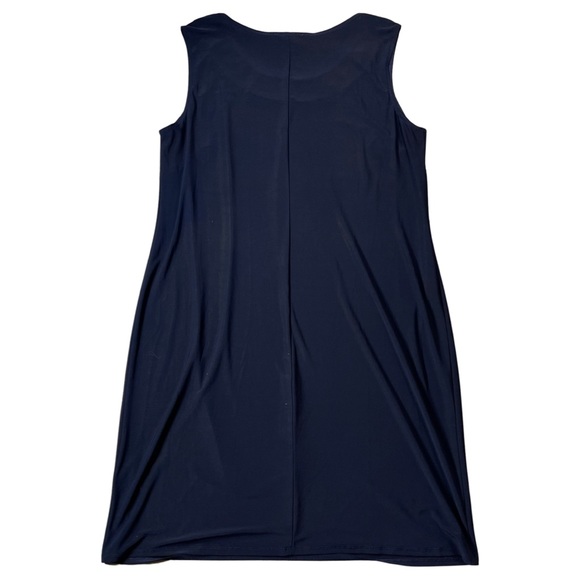 R & M Richards Size 16W Navy Blue Sleeveless Flyaway-Airbrush Necklace Dress EUC - Picture 9 of 14